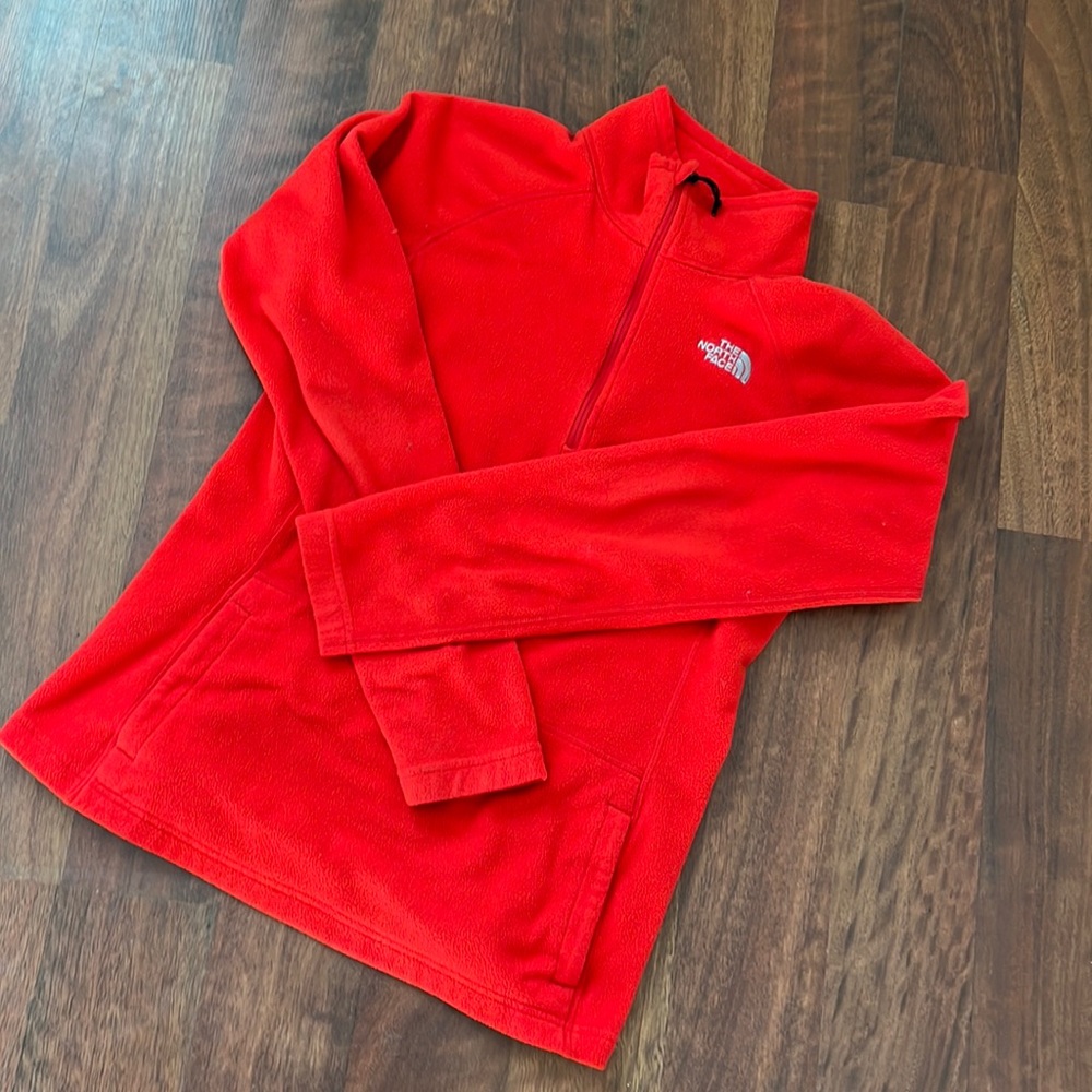 Red/orange northface half zip fleece